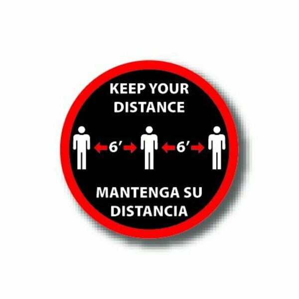 Ergomat 6in CIRCLE SIGNS Keep Your Distance - Bilingual English/Spanish DSV-SIGN 36 #6274 -UEN